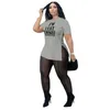 2022 Womens Plus Size Clothing Designer Tracksuits Short Sleeve Printed T Shirt Mesh Sheer Yoga Pants 2 Piece Outfit