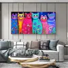 Modern Cats Wall Art Canvas Prints Colouful Animals Canvas Paintings On The Wall Graffiti Pop Art Canvas Pictures For Kids Room