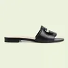 Chaussures de sandales bien-aimées de luxe Sandales découpées entre verrouillage en cuir métallique flip flop