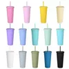 DHL 22OZ TUMBLERS Matte Colored Acrylic Tumblers with Lids and Straws Double Wall Plastic Resuable Cup Tumblers T0601z26