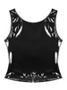 Catsuit Costumes Black Womens Fashion Zipper U Neck Sleeveless Vest Top Patent Leather Camis Tank Top Party Clubwear Ladies Festival Rave Outfit