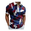 T-shirt da polo da golf con stampa di vendita calda per uomo T-shirt da polo casual da lavoro in cotone poliestere con risvolto con cerniera slim fit PLS3