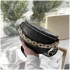 Cartoon Pattern Empaestic PU Leather Waist Packs For Women Thick Chain Bag Female Cute Fanny Pack Wide Strap Crossbody 220527