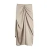 Za Women Spring Summer Knot Design High Waist Midi Skirt Fashion Asymmetric Side Split Hem Slim Women 220701