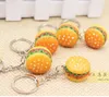 Toptan yeni 50pcs kişiselleştirilmiş reçine simülasyon gıda mini hamburger anahtarlık zinciri aksesuarları hediye kolye