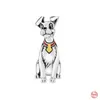 925スターリングシルバーチャームかわいい子犬ブルードッグヘッドポーヘッドハングルペンダント新しいチャームビーズオリジナルフィットブレスレットジュエリー