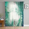 Cortinas Cortinas Hojas Verdes Planta De La Selva Naturaleza Cortinas De Tul Modernas para Sala De Estar Dormitorio Puro Voile Tratamientos De Ventana DecorativosCurt