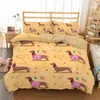 Homesky Cute Dachshund korvtryck sängkläder set tecknad hund valp täcke cover king drottning singel 2/3 st säng set hem textilier