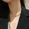 Chokers Geometrik Hip-Punk Bling Gümüş Renkli Metal Bağlantı Zincirleri Kadınlar İçin Kolyeler Erkek Mücevherler Buzlu Çıkardı