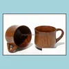 Mugs Drinkware Kitchen Dining Bar Home Garden Zizyphus Jujube Wooden Cup Boutique Retro Handmade Korean Wood Mug Restaurant Tea C Dhcaf