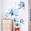 Grande adesivi per pareti di fiori blu 3D farfalla per decorazioni per la casa Decorazione del soggiorno decalcomanie da parati fai -da -te poster