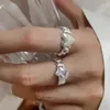 Bröllopsringar silverfärg kärlek hjärta för kvinnor mode koreanska flickor par öppnar justerbar fyrkantig kubik zirkoniumring punk smycken wynn2