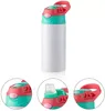 Sublimation Blanks Kids Water Bottles Tumbler Baby Bottle Sippy Cups 12 OZ White with Straw and Portable Lid 6 Colors Lids Print FY4309