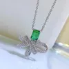 Chains 1ct Emerald Imported High Carbon Diamond Necklace 925 Silver Inlaid 5 7 Green Light Pendant 40 5Chains