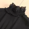 蝶ネクタイブラックフリルスタンド女性のための偽の首輪雌シャツ取り外し可能な襟偽のネックウェアクロージーズネップクラギーボウ