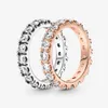 100% 925 Sterling Silver Sparkling Row Bague d'éternité pour les femmes Bagues de fiançailles de mariage Accessoires de bijoux de mode