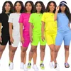 Женские спортивные костюмы Дизайнерская буква печатана 2022 шорты с двумя шортами, устанавливающие одежду градиент наряды, пробежающие байкерские костюмы, галстук, дама, повседневная одежда плюс плюс размеры