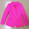 Mulheres ternos blazers excelente qualidade 2022 designer clássico mulheres blazer fino encaixe duplo leão botões xale colarinho neon pin