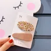 2 Sztuk Koreańskie Dzieci Vintage Proste Print Tkaniny Owalne BB Klip do Słodkiej Girl Princess Moda Plaid Hairpins Akcesoria do włosów