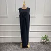 ملابس النوم النسائية مطوية لباس مسلم أنيقة لون نقي طويل داخل abayas الإسلامية النساء المتواضع
