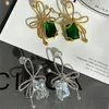 Ins bow green ädelsten örhängen stud 925 silver nål hypoallergenisk kvinnlig nisch design överdrivna personlighet mode smycken smycken