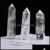 Artes y manualidades Regalos de artes Hogar Jardín Adorno de torre de cristal blanco Varitas curativas minerales Reiki Piedra de energía natural de seis lados Caída de habilidad