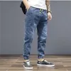 Jeans masculinos homens casuais coreano streetwear selvagem azul jeans harém