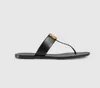 رجال ونسخة صندل Flip Flops Flats Black Marmont Leath