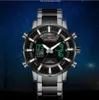 KT2-27 Populära heta säljer herrkvarts klockor Ny legering Trend Personlighet Fashion Men's Business Dual Display Luminous Decoration Steel Band Watch