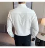 Grande taille 4XL-M chemises pour hommes Texture 3D à manches longues mince chemise décontractée couleur unie affaires robe chemise fête sociale Streetwear