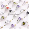 Band Rings Jewelry Shiny Cz Zircon Stones Sier Charm Strass Wedding Party Women Wholesale 50Pcs Drop D Dhtta