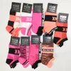 avec étiquettes rose chaussettes noires adulte coton chaussettes courtes cheville sport basket-ball football adolescents pom-pom girl nouveau style filles femmes Soc3854467