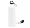 500ml 750ml 1000ml Sublimazione Bottiglia sportiva in alluminio bianco bianco Bottiglia d'acqua in alluminio con moschettone Boccetta per trasferimento pressa di calore per fai da te