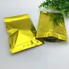 200 st återförslutningsbara guldaluminiumfolieförpackningsväskor ventillås med ett blixtlåspaket för torkad matmuttrar bönförpackningsförvaringsväska