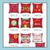 Taie d'oreiller Literie Fournitures Textiles de Maison Jardin Ll Coussin De Noël Er Dessin Animé Père Noël Plaid Elk Merry Pill Dhx54