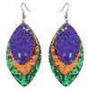 Dangle Lustre Couches Or Violet Vert Paillettes En Cuir Marquise Boucles D'oreilles Pour Les Femmes Mardi Gras Carnaval Bijoux Cadeaux Wholes2585500