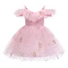 Princesa Meninas Renda Chiffon Vestidos Longos Bebê Crianças Flor Menina Casamento Festa de Aniversário Vestidos Crianças C para 3-10 Anos