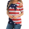 Camicetta a maniche corte con stampa bandiera americana da donna T-shirt patriottica con righe a stella o collo per abiti da festival del Giorno dell'Indipendenza L220705