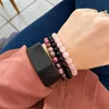 3 Teile/satz Natürliche Stein Armband Sets Rhodonite Rose Rosa Quartzs Türkis Amethysten Gepaart Armbänder Für Frauen Männer Perlen Schmuck