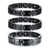 Pulseiras de potência de cor para homens aço inoxidável inserir fibra de carbono pesada pulseira de pulseira de saúde link cadeia de link