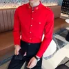 Camisa preta vermelha dos homens do outono S-5XL Mens Slim Fit Casual S Camisa Hombre Social Masculina S Vestido 220322