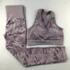 Camo Seamless Yoga Set Kobiety Fitness Odzież Booty Legginsy + Wysoki Impact Sport Bra 2 szt. Garnitury sportowe Gym Dressuit 220330