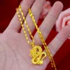 Collana con ciondolo da donna con motivo a drago, in oro giallo massiccio 18 carati, regalo di gioielli in stile vintage di moda classica