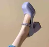 夏メアリージェーンズの女性の靴プラットフォームハイヒールの女性はスクエアトゥのパテントレザーの靴女性のハイヒール分厚い靴 G220425