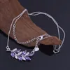 Pendant Necklaces Classic Elegance Style Alloy Leaf For Women Fashion Purple Crystal White G Plated Pendants JewelryPendant