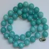 10 mm natürlicher blauer Amazonit Gemstone Round Perlen Halskette 18 "