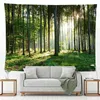 Wunderschöner, mit Naturwald bedruckter Wandteppich, dekorativer Wandbehang, böhmische Teppiche, Mandala-Kunstdekor, J220804
