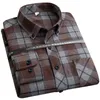 Camicia a quadri casual da uomo in cotone 100% Tessuto abrasivo Flanella S a 6xl Camicie oversize calde per uomo manica lunga con tasca 220322