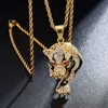 Colares pendentes Xishan Red Eye Tiger com corda de corda de 4 mm Iced fora do zircão cúbico Men's Hip Hop Fashion Jewelry Gifts Heal22