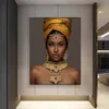 African Art Black and Gold Woman Wall Art Painting on Canvas Cuadros Scandinavian Lady Portret Posters and Prints Picture